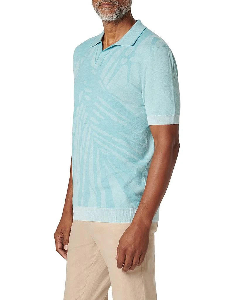 BUGATCHI Palm-Print Johnny Collar Short-Sleeve Polo Sweater 4