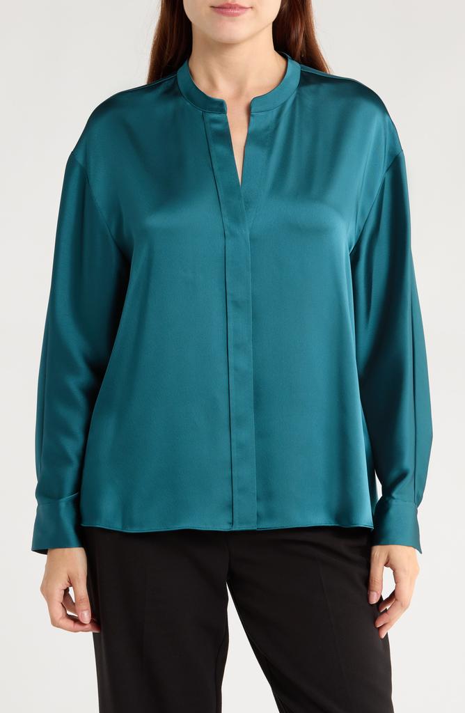 Vince Long Sleeve Satin Button-Up Shirt