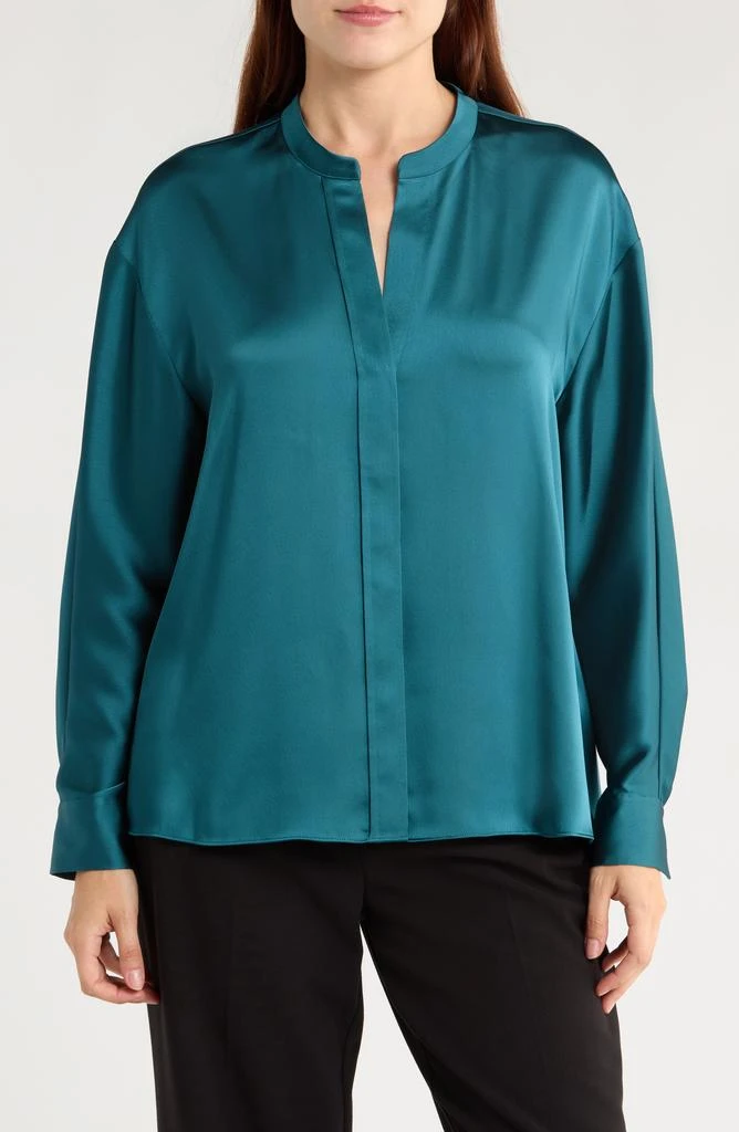 Vince Long Sleeve Satin Button-Up Shirt 1