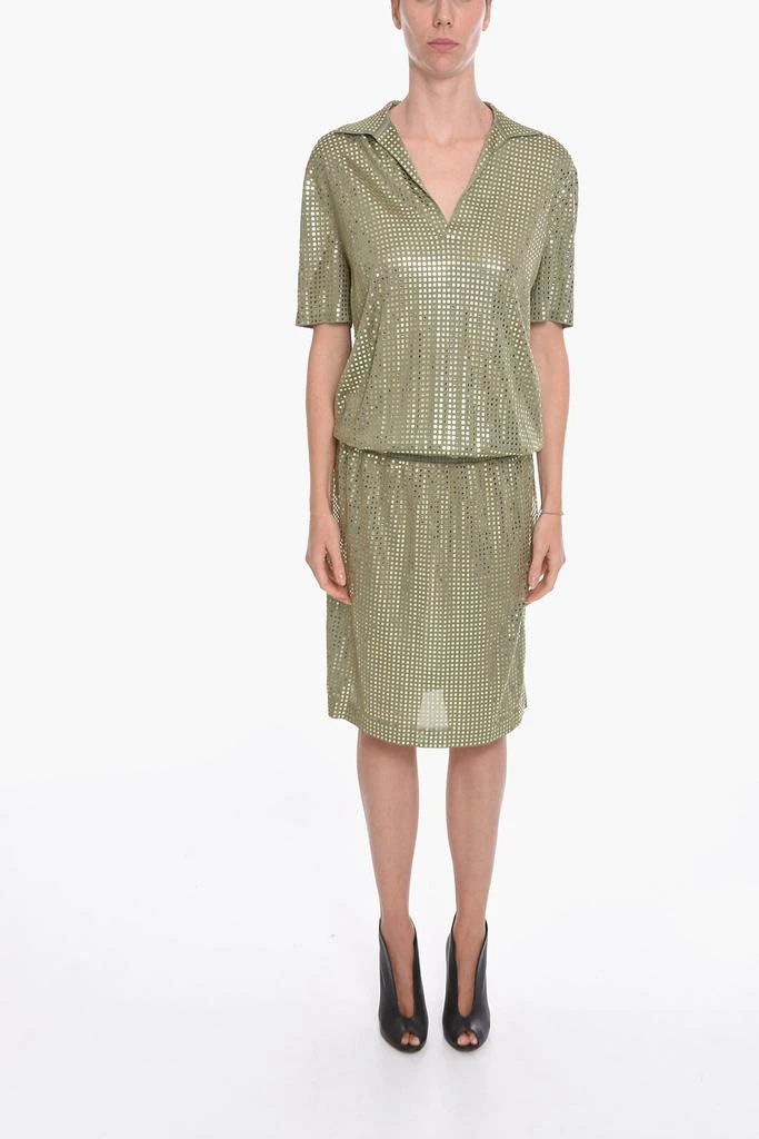 Bottega Veneta Bottega Veneta Silk Knit Midi Dress with Mirrored-studs 1
