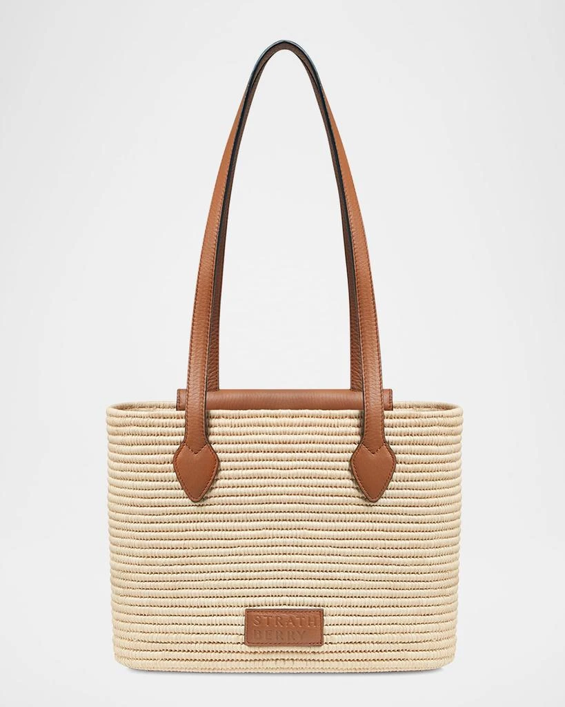 Strathberry Basket Raffia 
Leather Shoulder Bag 3