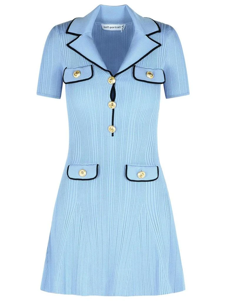 Self-Portrait Self-Portrait Light Blue Viscose Blend Dress 1