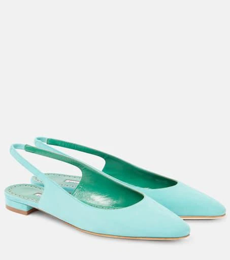 Manolo Blahnik Sawra 10 suede slingback flats 1
