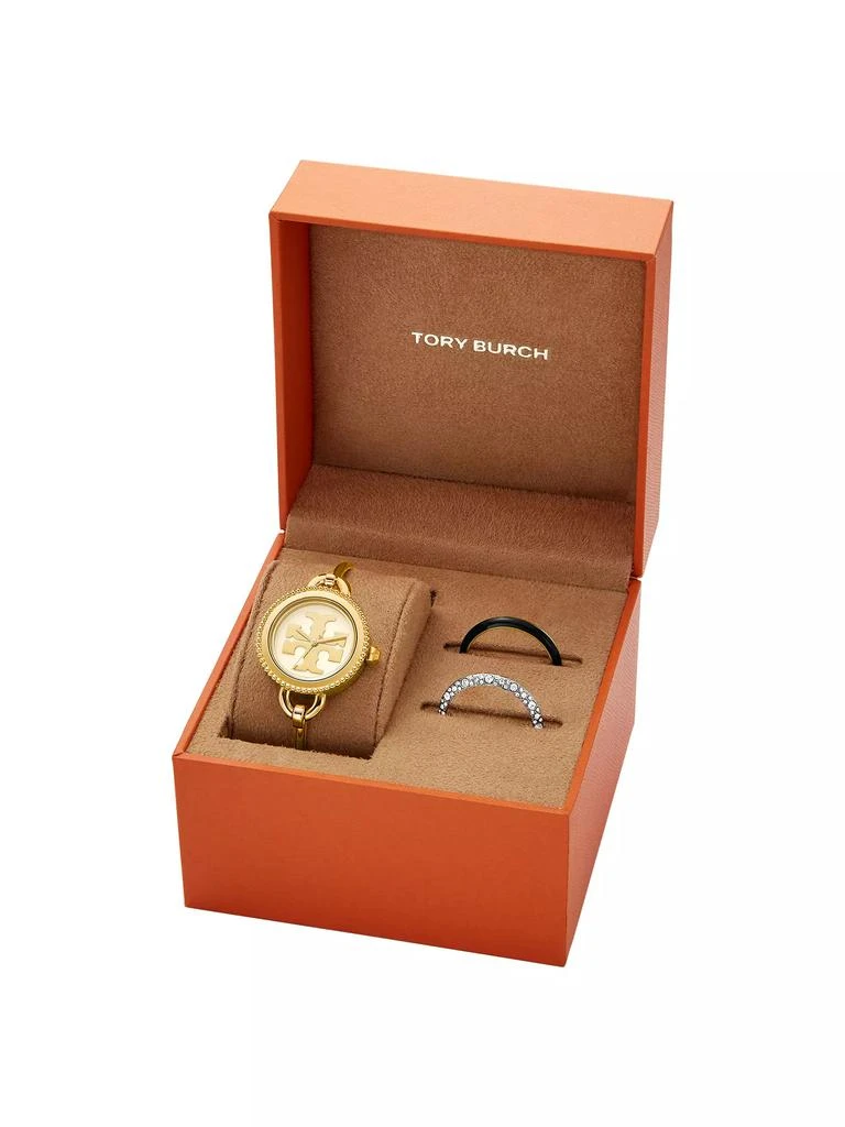 Tory Burch Miller Goldtone Interchangeable Bezel Bangle Watch 10