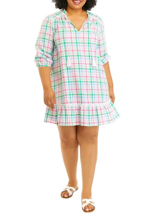 Crown & Ivy™ Ivy Plus Size 3 4 Sleeve Peasant Dress 1