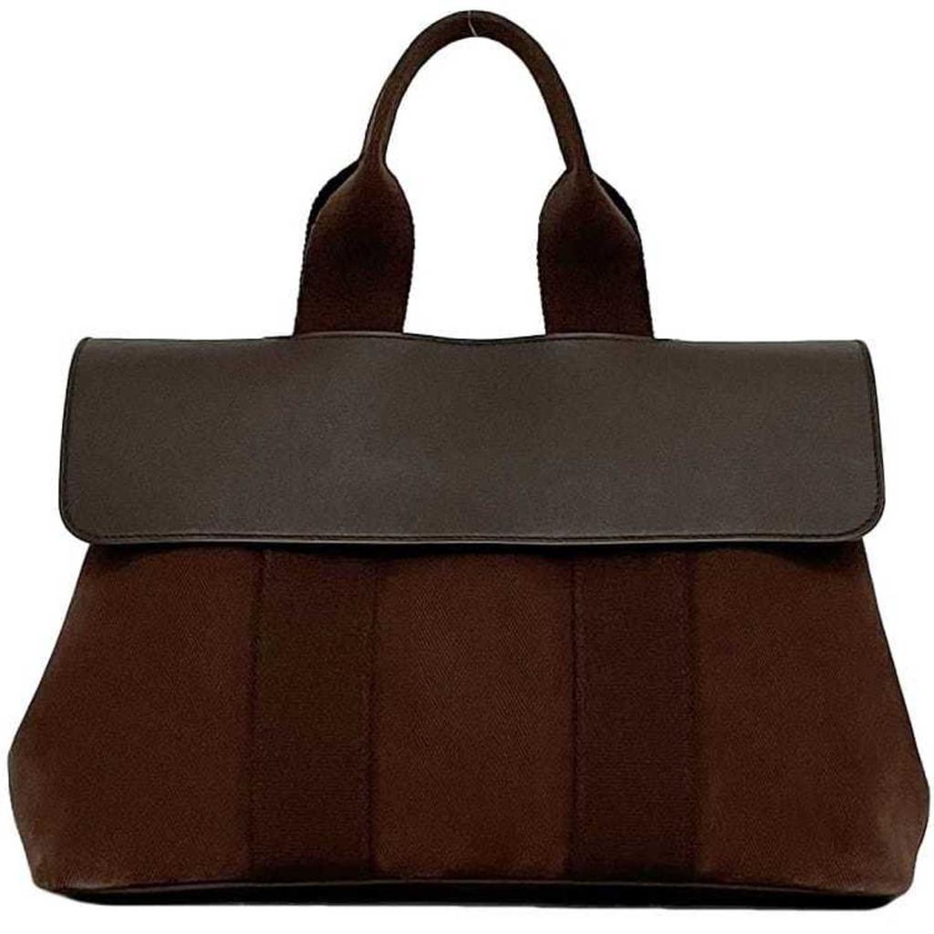 Hermes Canvas Leather Toile Chevron Handbag (Pre-Owned)