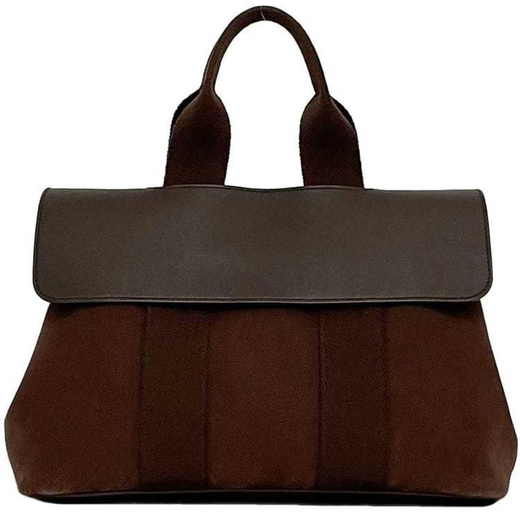 Hermes Canvas Leather Toile Chevron Handbag (Pre-Owned) 1