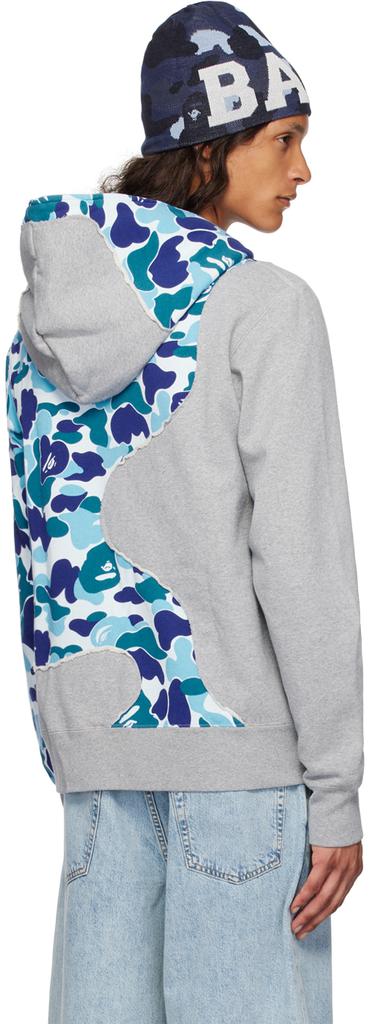 Bape Gray & Blue ABC Camo Patchwork Full Zip Hoodie