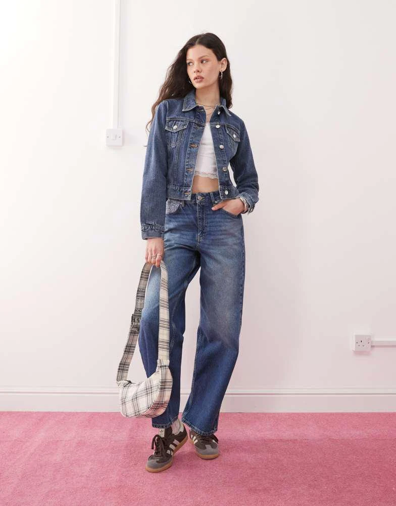 Miss Selfridge Miss Selfridge denim girlfriend jacket in indigo wash 2