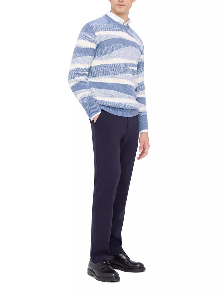 BUGATCHI Textured Stripe Crewneck Sweater