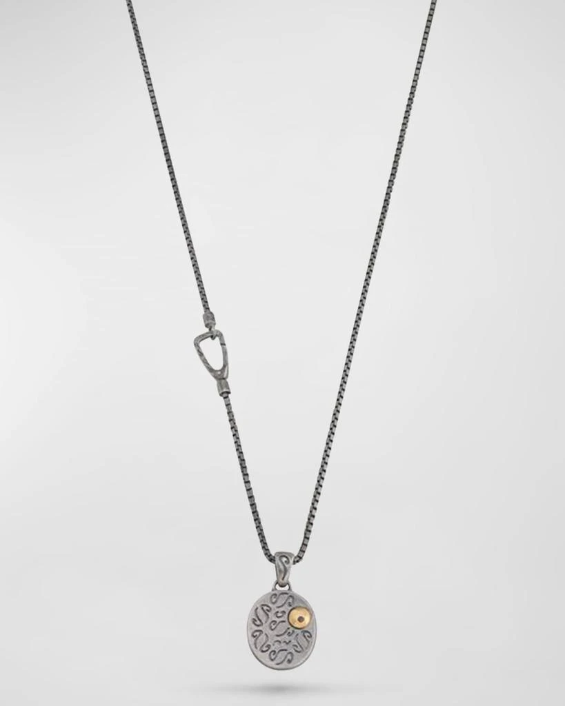Marco Dal Maso Men's Oxidized Silver and 18K Rose Gold Pendant Necklace with Black Diamond 1