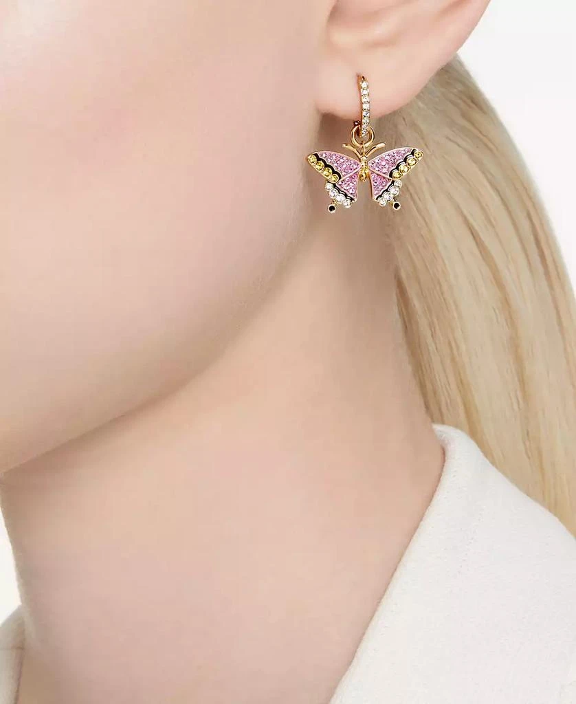 Swarovski Gold-Tone Multicolor Pavé Butterfly Charm Hoop Earrings 5