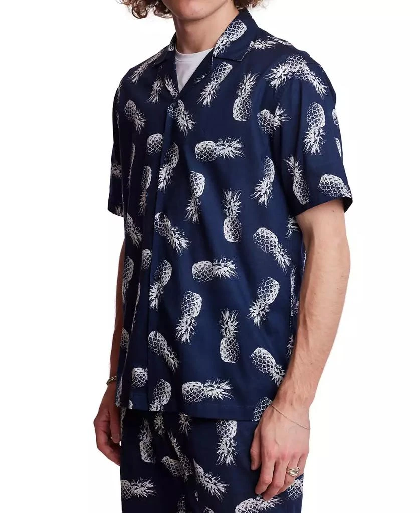 Paisley & Gray Men's Slim Fit Short Sleeve Pineapple Print Button Front Camp Shirt 2