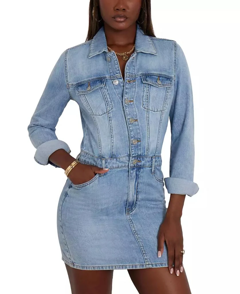 GUESS Women's Cotton Kenia Button-Front Denim Dress 1
