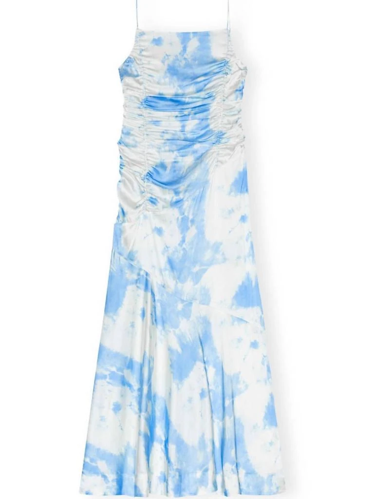 Printed Satin Ruched Long Slip Dress  On Sale Now with Up to 65% Off |  Discover Exclusive Deals & Savings at BeyondStyle  Authentic Ganni women >  dresses > maxi|2842796498|blue|clothing|dresses|maxi|patterned|viscose-blend|women  with