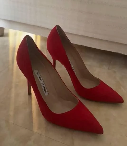 Manolo Blahnik Manolo Blahnik Red Suede BB Pumps Size 36.5 2