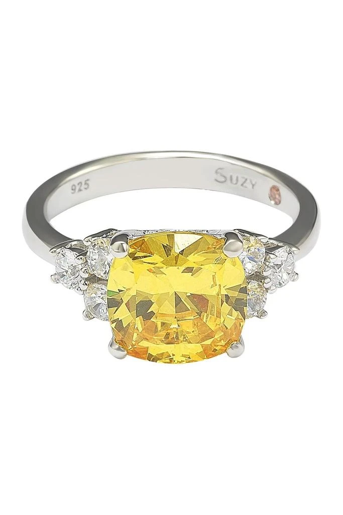 Suzy Levian Sterling Silver Yellow Cubic Zirconia Engagement Ring