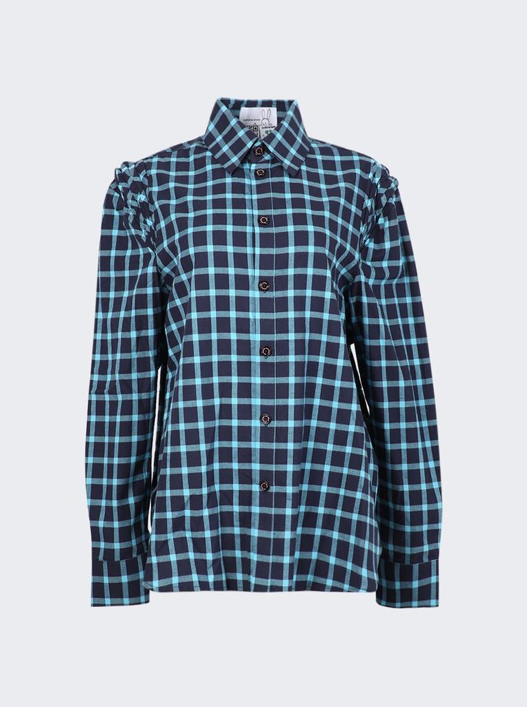 Natasha Zinko Pleated Check Cotton Shirt