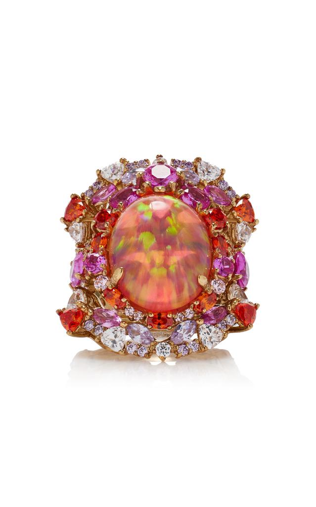 Anabela Chan Anabela Chan - Ocean Set-Of-Three 18K Yellow Gold Vermeil Amethyst; Sapphire; And Diamond Rings - Coral - US 6 - Moda Operandi - Gifts For Her
