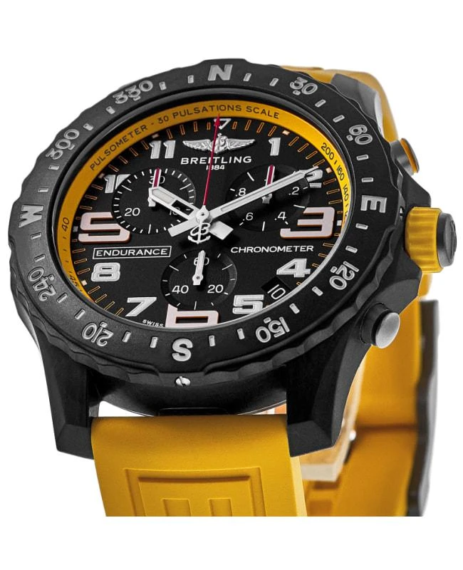 BREITLING Breitling Endurance Pro 44 Quartz Chronograph Black Dial Yellow Rubber Strap Men's Watch X82310A41B1S1 2