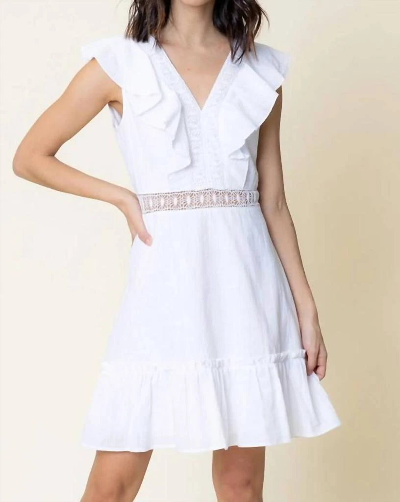 En Creme En Creme - V-Neck Ruffle Mini Dress 1