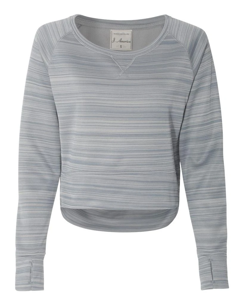 J America Women's Odyssey Striped Performance Fleece Hi-Low Crewneck Sweatshirt 5