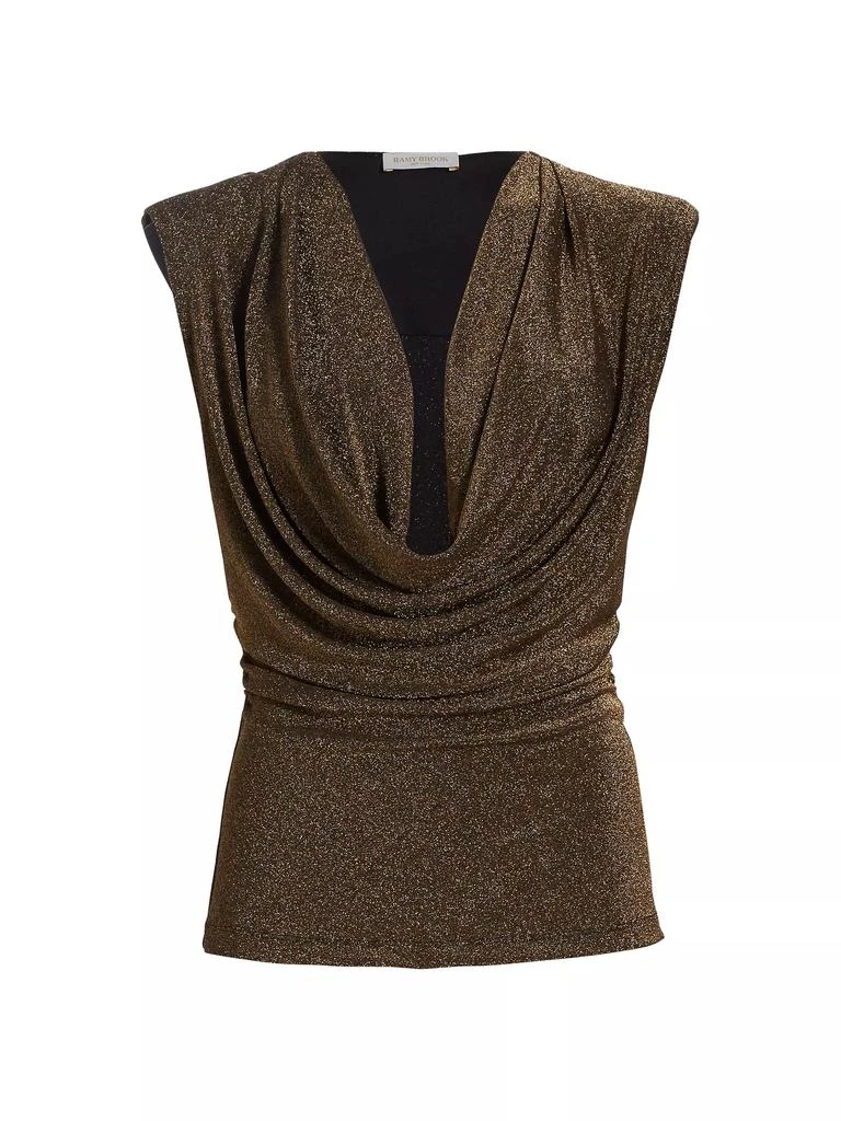 Ramy Brook Consuela Draped Metallic Cowlneck Top 1