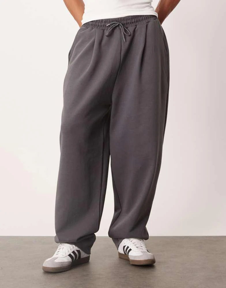 ASOS ASOS DESIGN premium  heavyweight wide leg joggers in 400gsms in charcoal 3