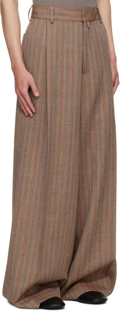 Dries Van Noten Tan Wide Pleated Trousers 2