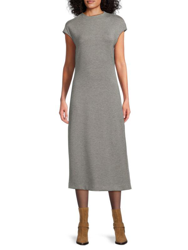 Theory Mock Turtleneck Cap Sleeve Midi-Dress