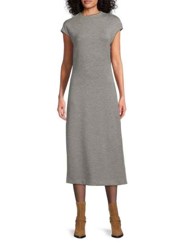 Theory Mock Turtleneck Cap Sleeve Midi-Dress 1