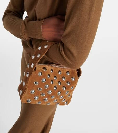 Khaite Elena Small studded suede shoulder bag 6