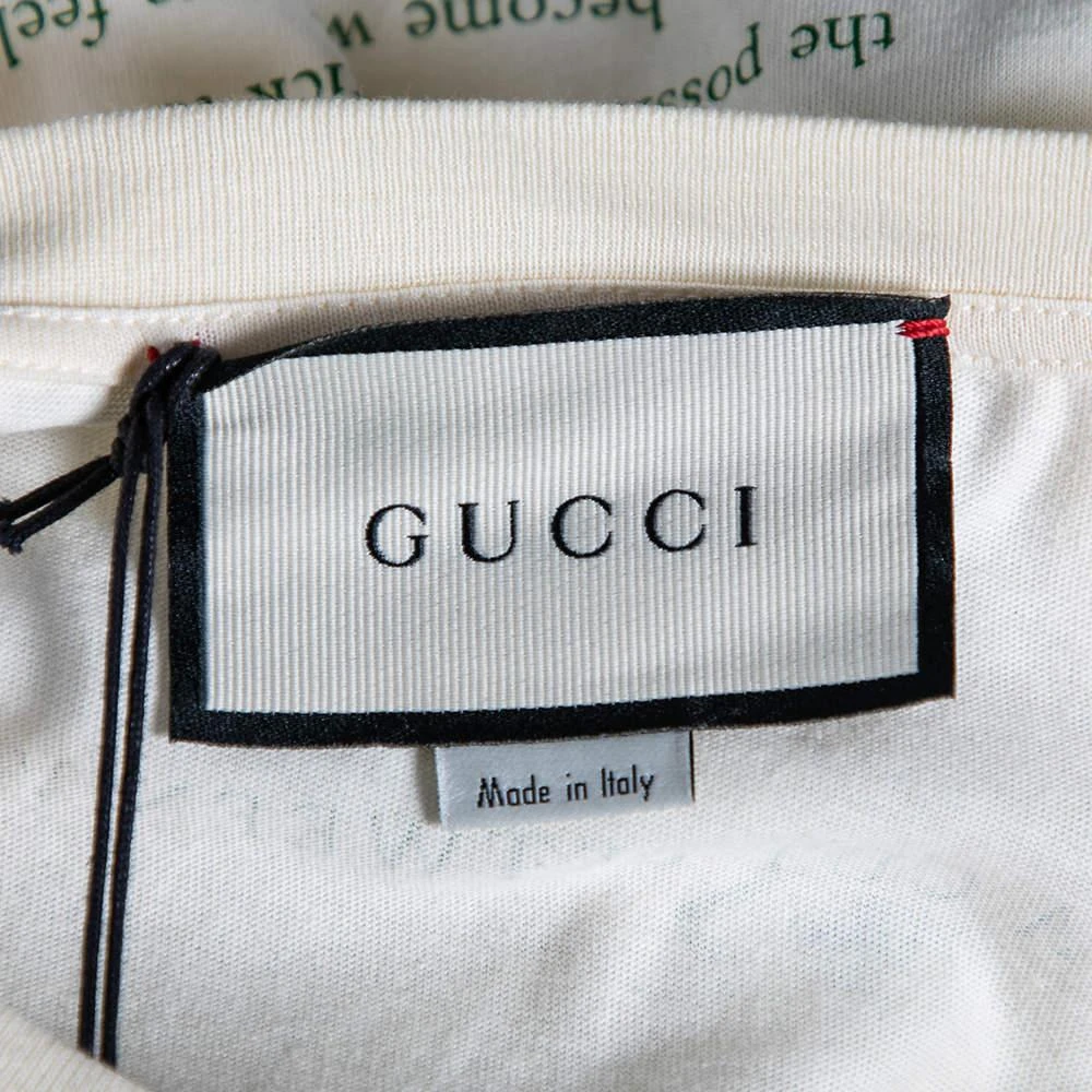 Gucci Gucci Cream Cotton Manifesto Mask Printed Crew Neck T-Shirt XS 5