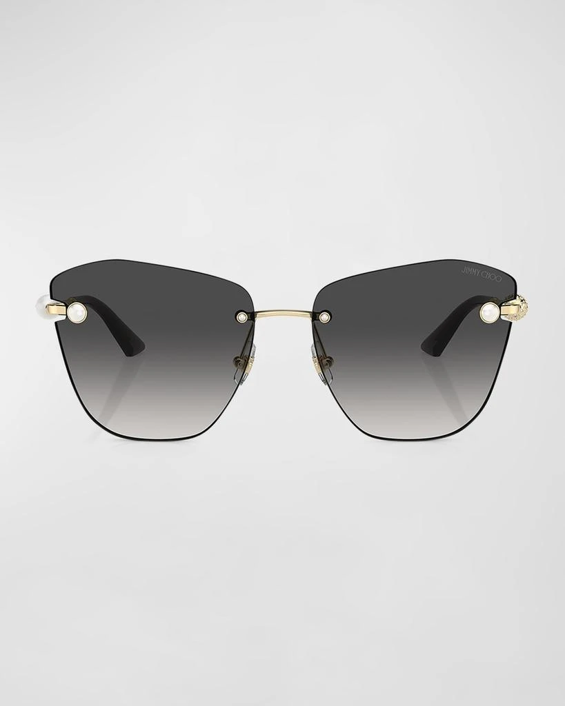 Jimmy Choo Pearly Rimless Metal Butterfly Sunglasses 3