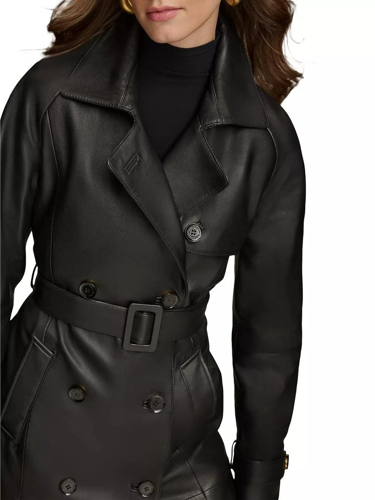 Donna Karan Leather Belted Double-Breasted Trench Coat 5