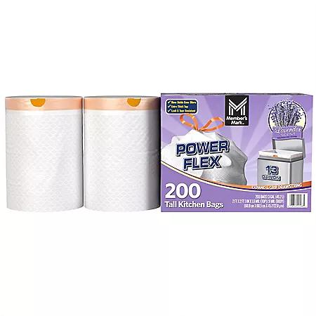 Member's Mark Member's Mark Power Flex Tall Kitchen Drawstring Trash Bags, Lavender 13 gal., 200 ct.