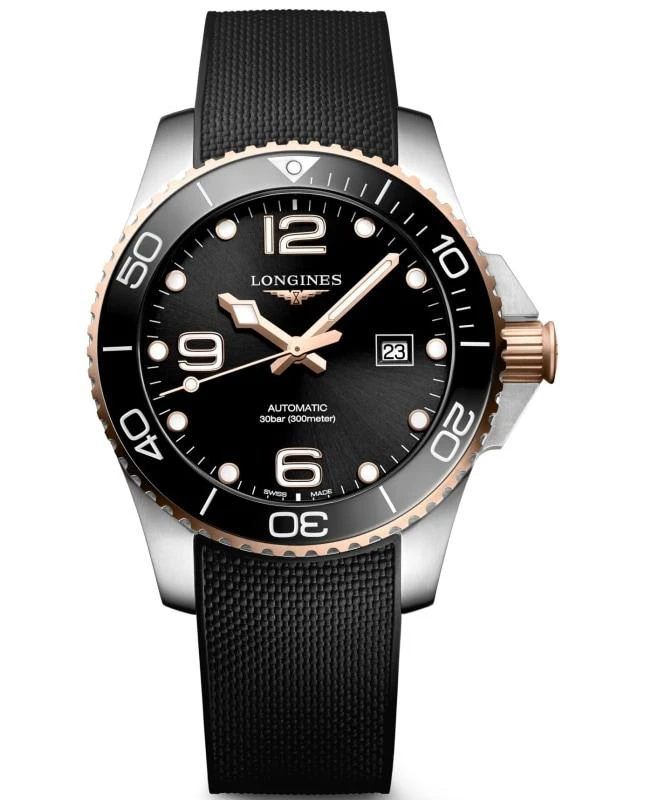 Longines Longines HydroConquest Automatic Black Dial Rubber Strap Men's Watch L3.782.3.78.9 1