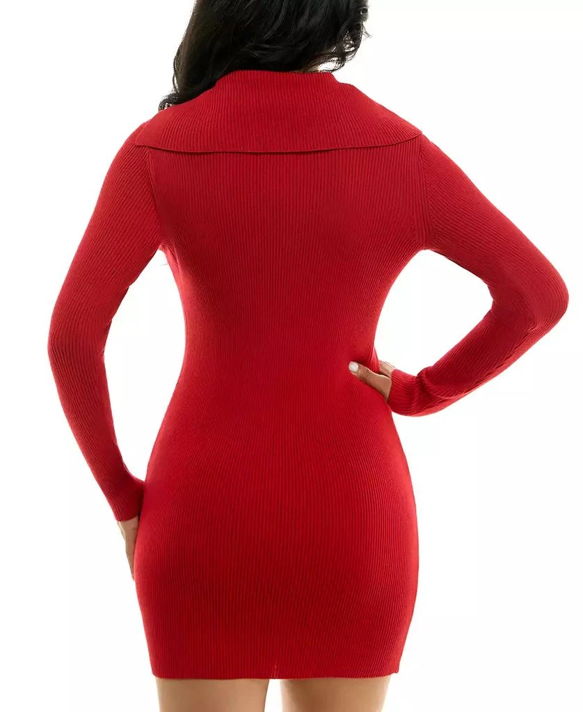 BCX Juniors' Asymmetric-Collar Long-Sleeve Sweater Dress 2