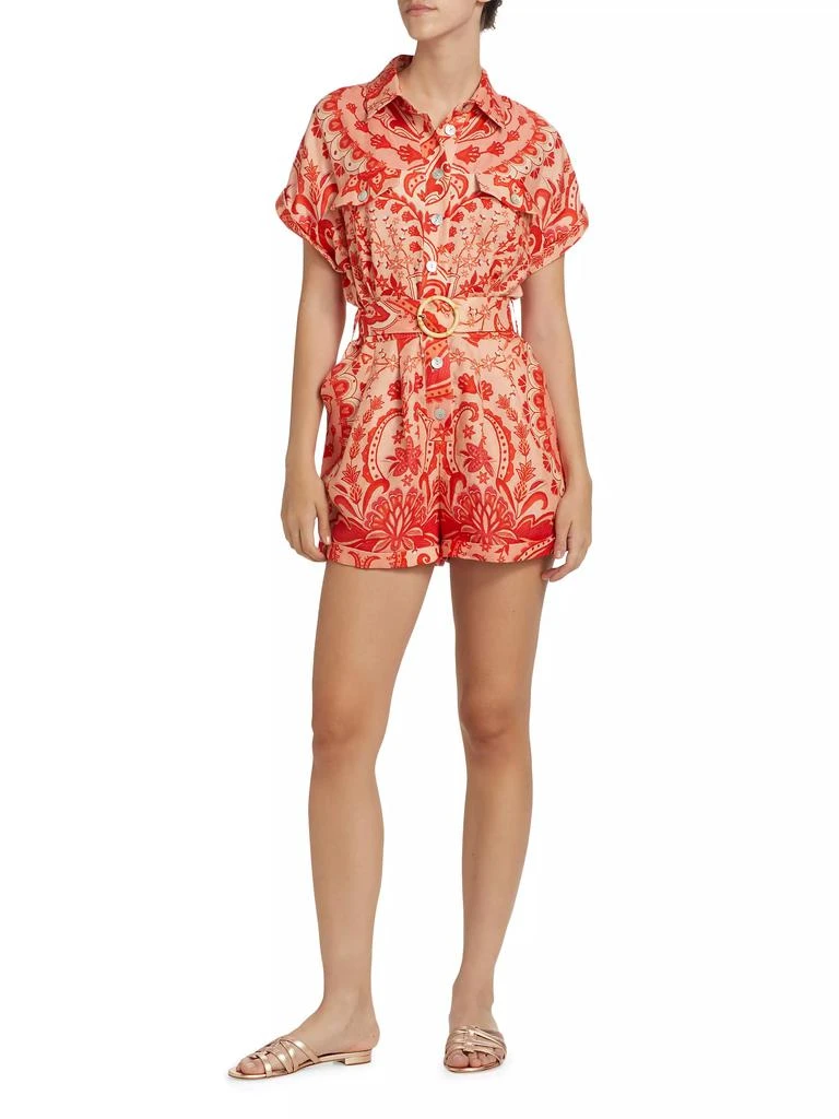 Farm Rio Jaipur Linen Belted Romper 2