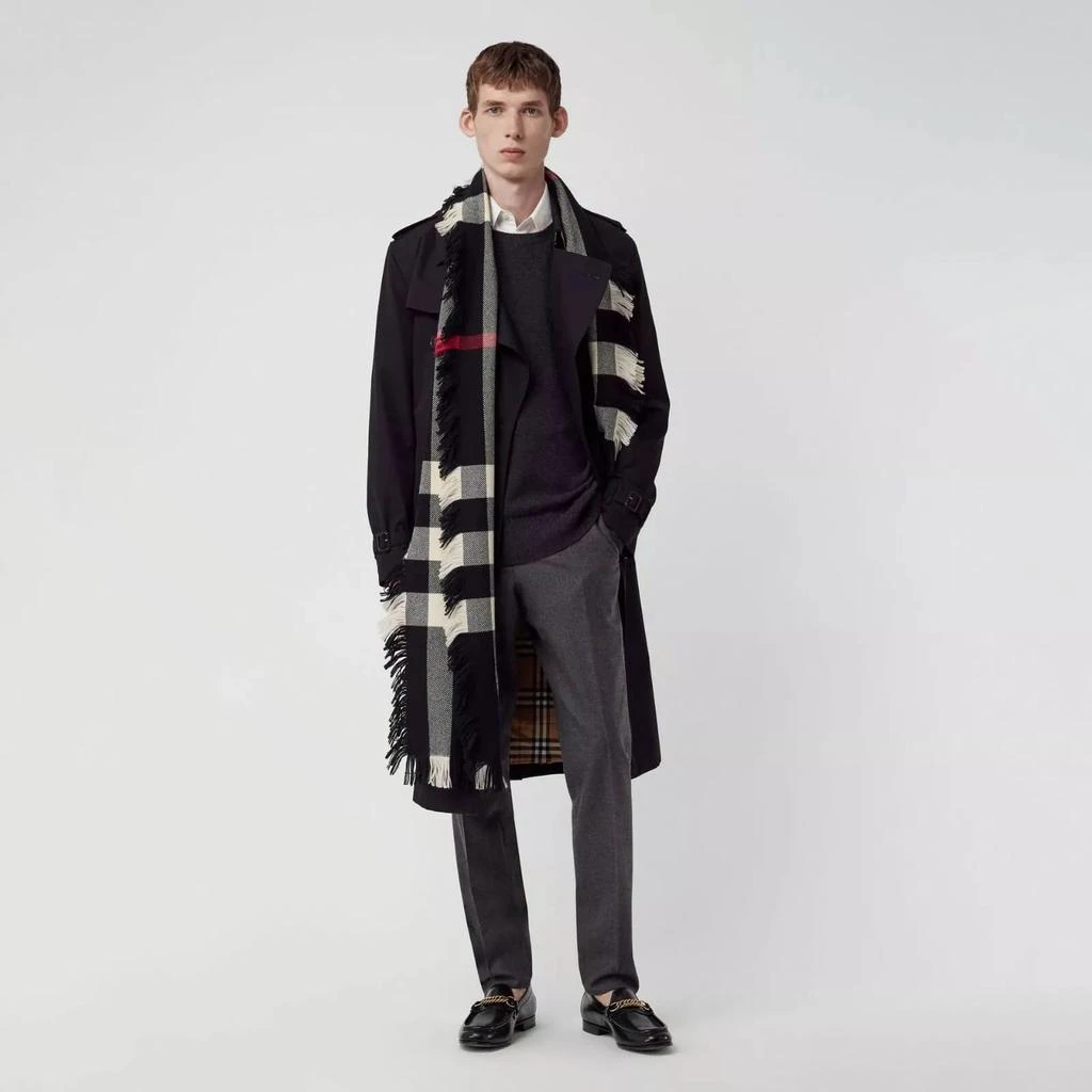 Burberry Half Mega Check Fringe Wool Scarf 3