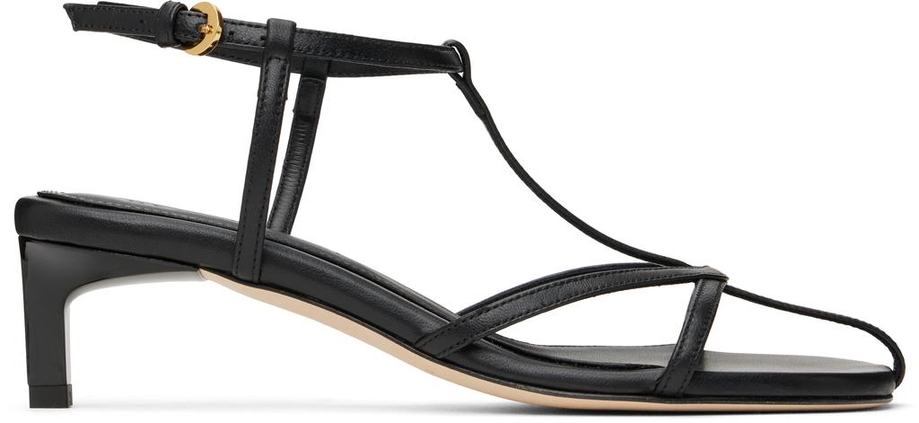 Dear Frances Black Tee Heeled Sandals