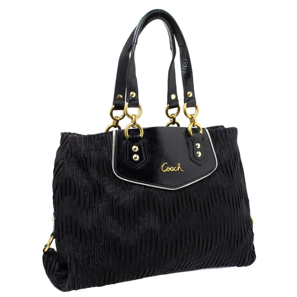 Coach Coach Black Pleated Satin and Patent Leather Tote 3