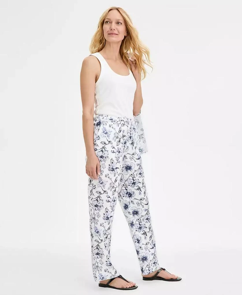 Charter Club Women's Floral-Print 100% Linen Pants, Exclusively at Macy's 2