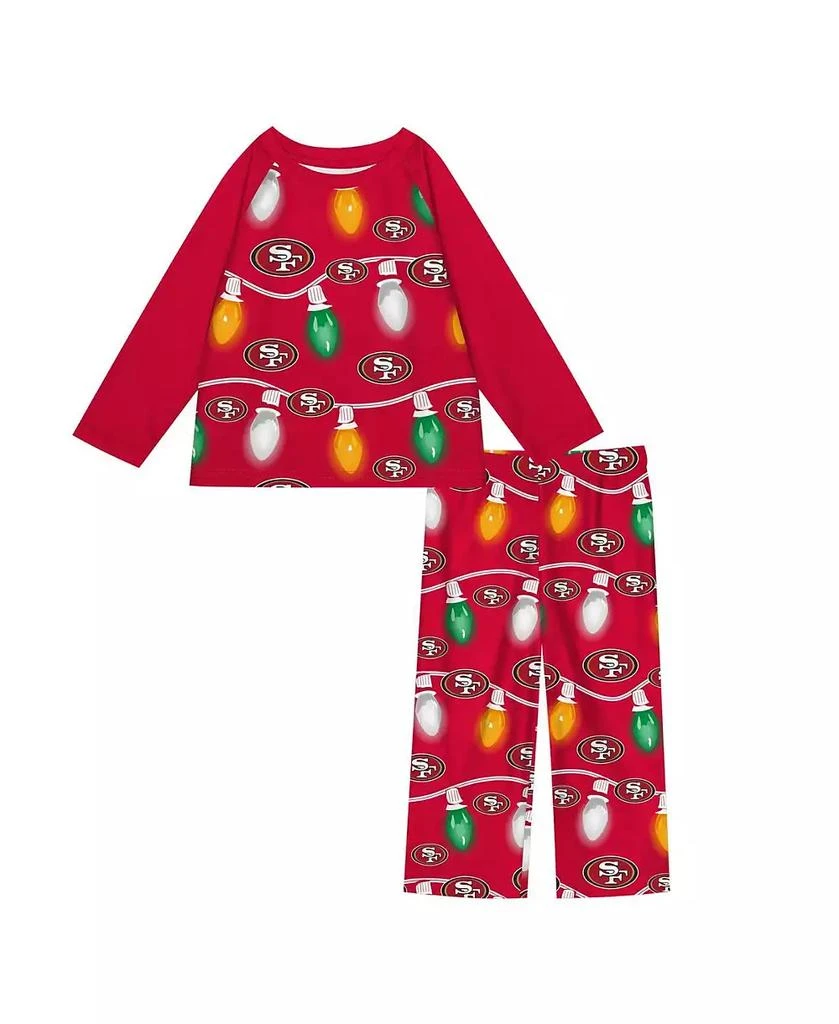 Outerstuff Preschool San Francisco 49ers Two-Piece Garland Holiday Long Sleeve Pajama Set 1