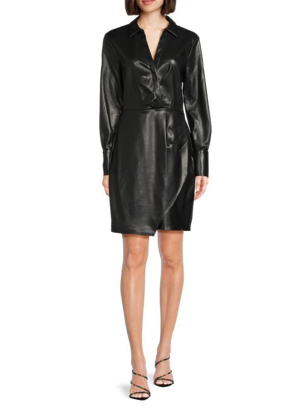 slim fit dress slacks Lizzi Faux Leather Midi Dress - Black main image 0