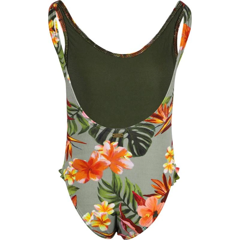 BANANA MOON Tropical flowers swimsuit in sage green 2