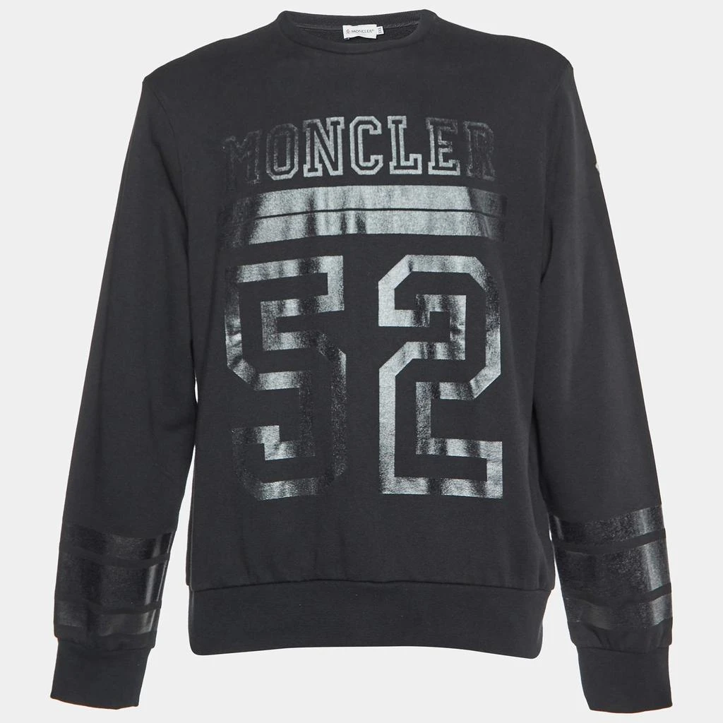 Moncler Moncler Black Printed Cotton Knit Crewneck Sweatshirt XXL 1