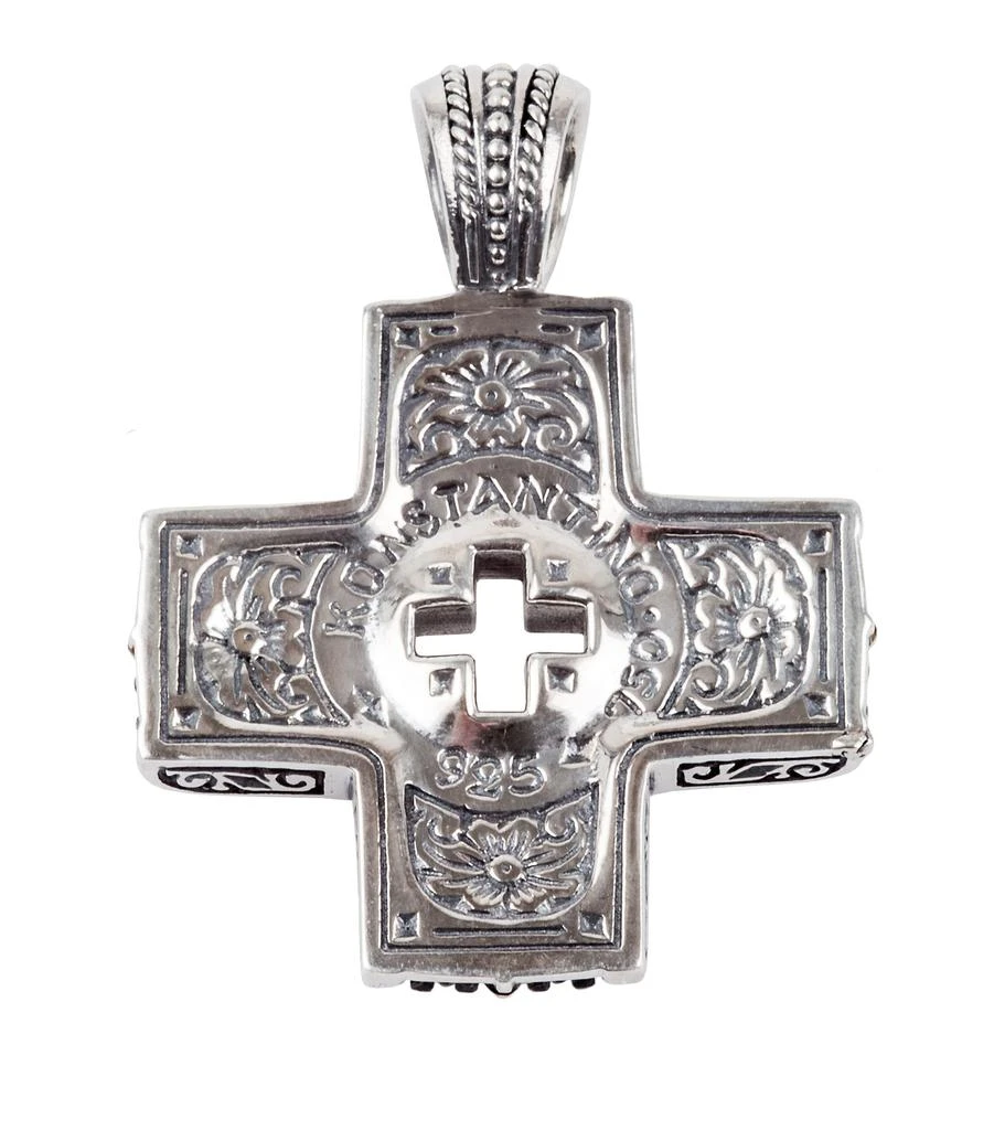 Konstantino Achilles Sterling Silver 18k Gold & Onyx Cross Pendant STKJ402-120 2