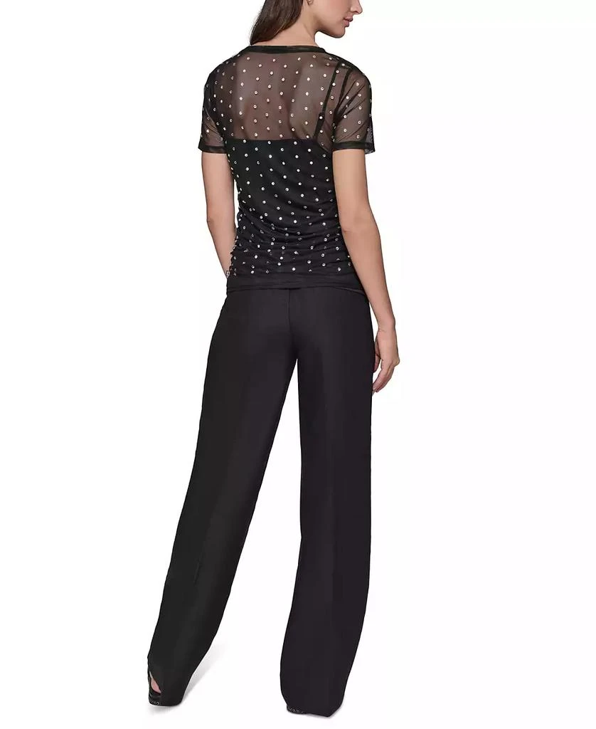 Karl Lagerfeld Paris Women's Embellished Mesh Crewneck Top 5