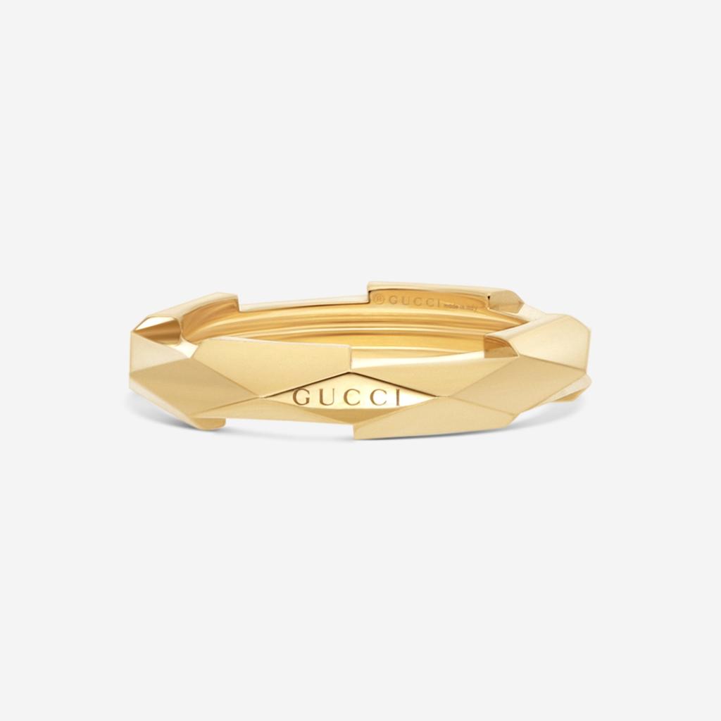 Gucci Gucci Link to Love 18K Yellow Gold Studded Band Ring YBC662177001008